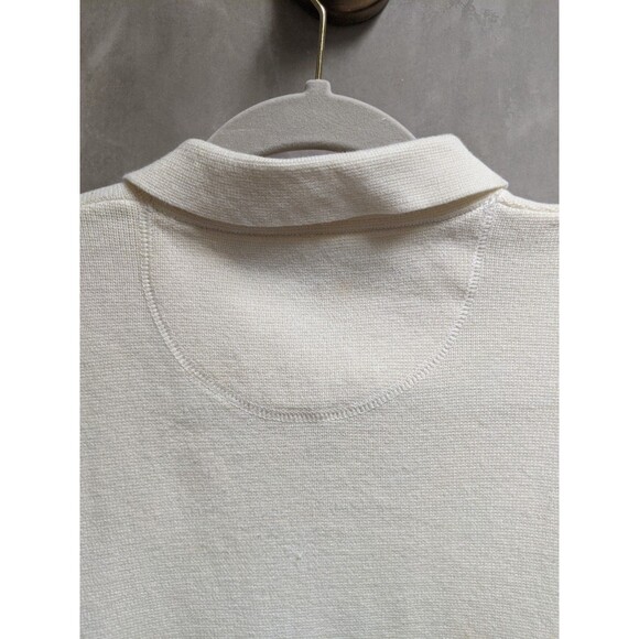 Eddie Bauer Polo Sweater Men's Sz M Collared Pullover Knit Prep Coastal Cream - Picture 5 of 12